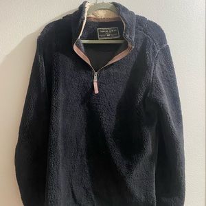 True Grit Sherpa Pullover - quarter zip - black with tan